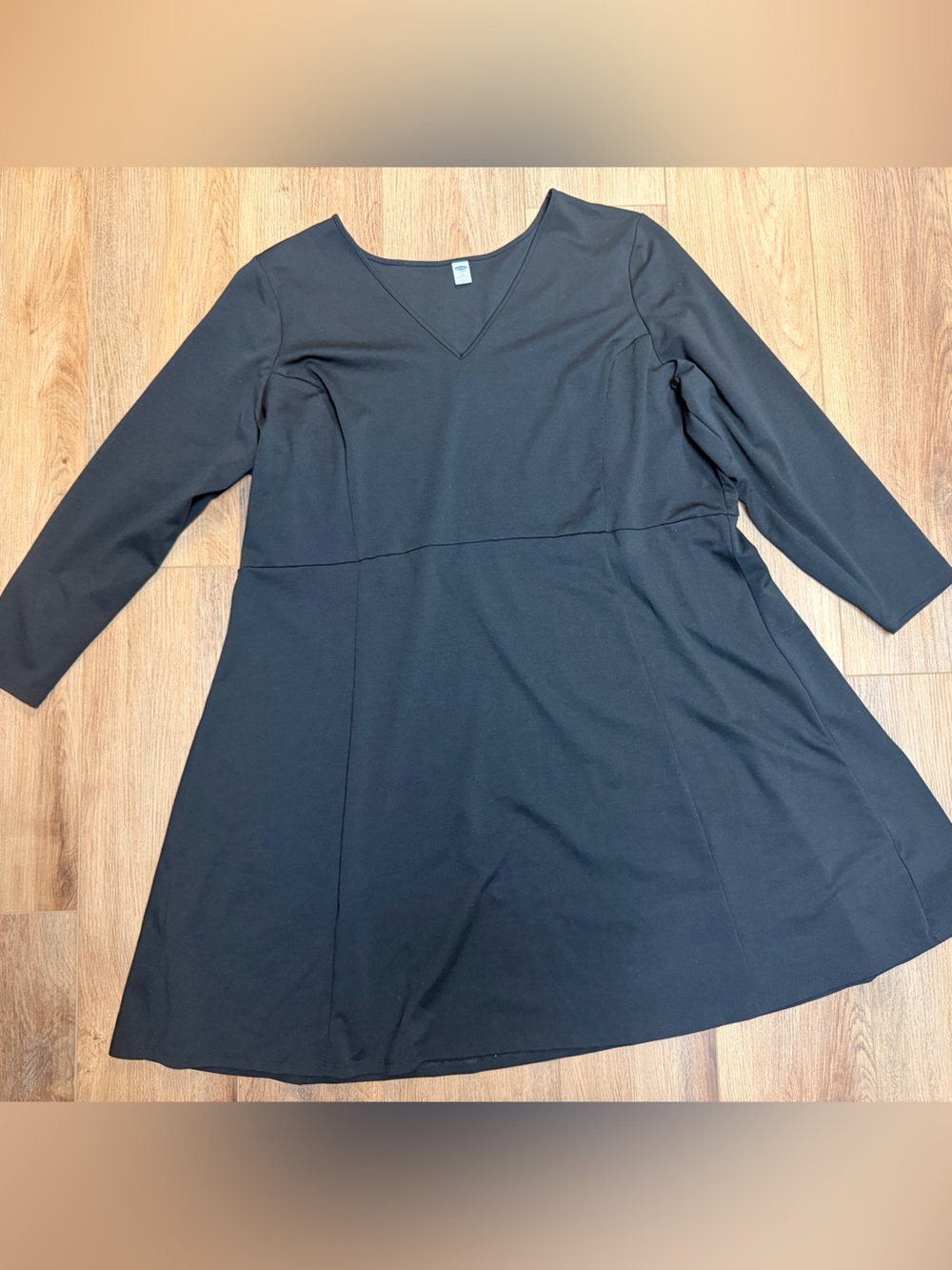 Old‎ Navy Black V Neck Long Sleeve Fit & Flare Dress Plus Size 4X Stretch Office